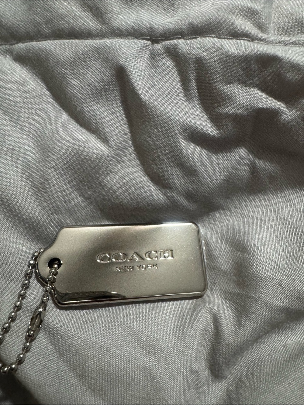 Coach Silver-Tone Engraved Dog Tag Keychain